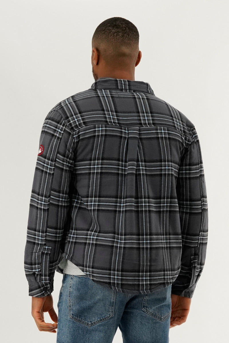 Canada Weather Gear Plaid Plush Lined Lightweight Jacket - Grey - Mens Lightweight Jackets - International Clothiers