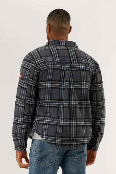 Canada Weather Gear Plaid Plush Lined Lightweight Jacket - Grey - Mens Lightweight Jackets - International Clothiers