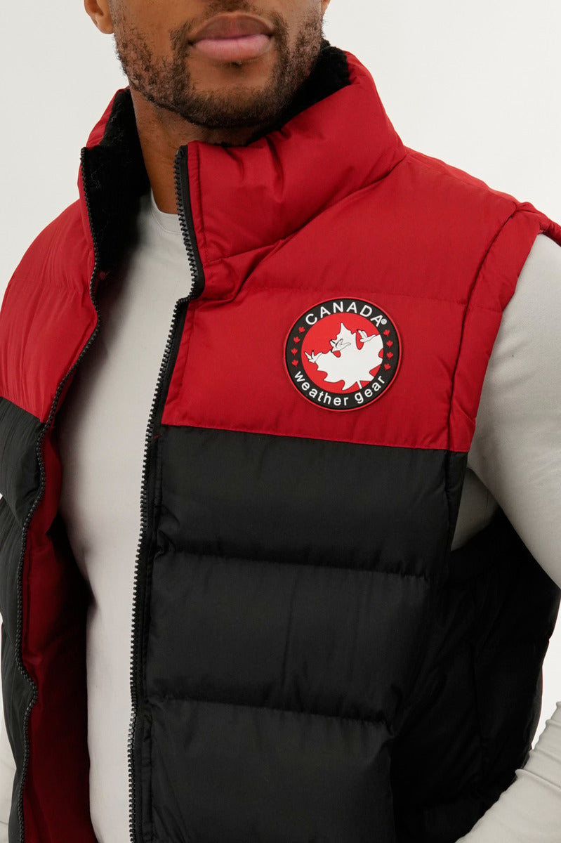 Canada Weather Gear Colour Block Puffer Vest - Red - Mens Vests - International Clothiers