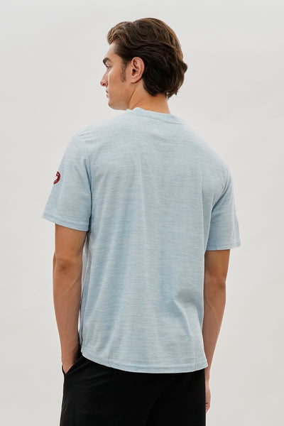 Canada Weather Gear Short Sleeve Henley Tee - Blue - Mens Tees & Tank Tops - International Clothiers