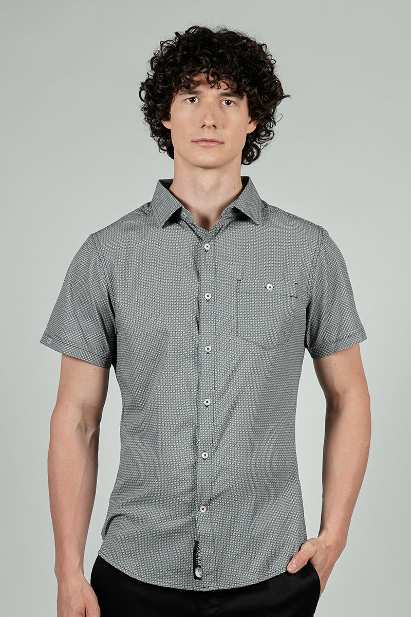 Canada Weather Gear Travel Collection Patterned Button Up Casual Shirt - White