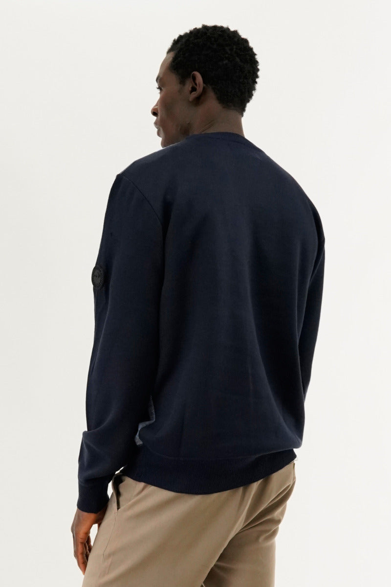 Canada Weather Gear Patterned Crewneck Pullover Sweater - Navy - Mens Pullover Sweaters - International Clothiers