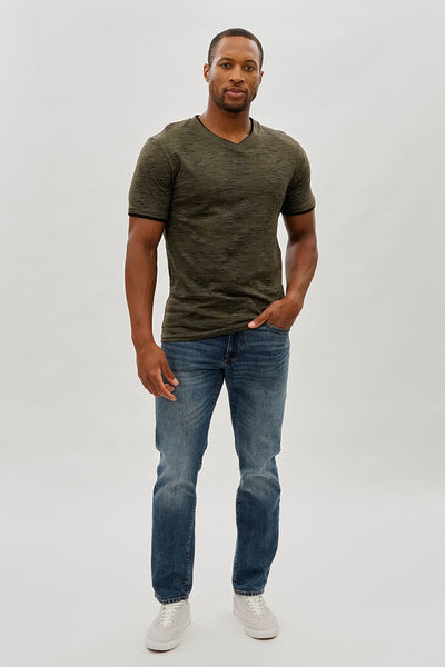 Canada Weather Gear Vintage Patterned V-Neck Tee - Olive - Mens Tees & Tank Tops - International Clothiers