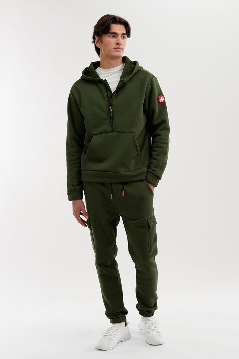 Canada Weather Gear Fleece Half Zip Hoodie - Olive - Mens Hoodies & Sweatshirts - International Clothiers