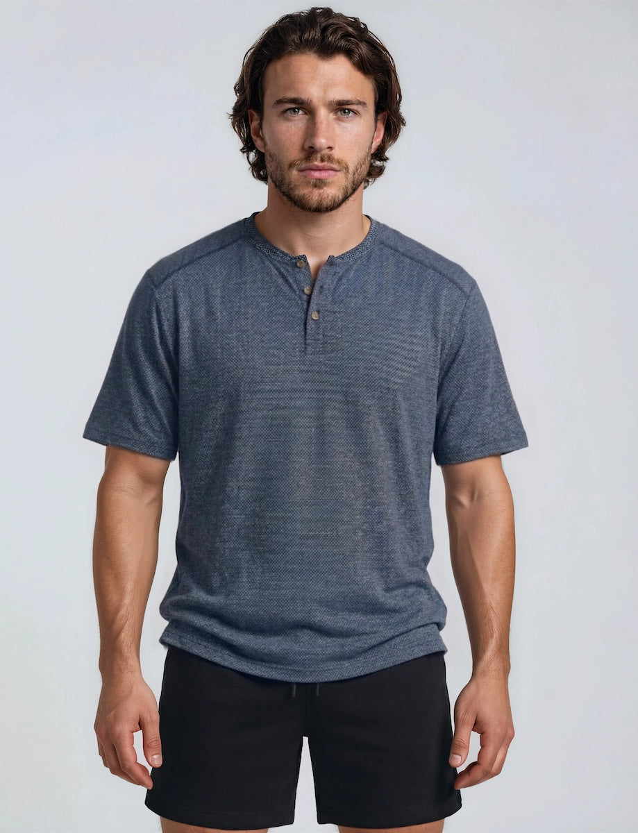 Short Sleeve Waffle Tee - Navy