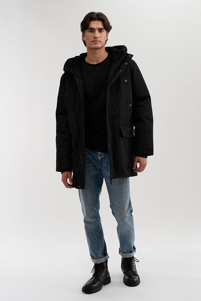 Canada Weather Gear Sherpa Lined Hood Parka Jacket - Black - Mens Parka Jackets - International Clothiers