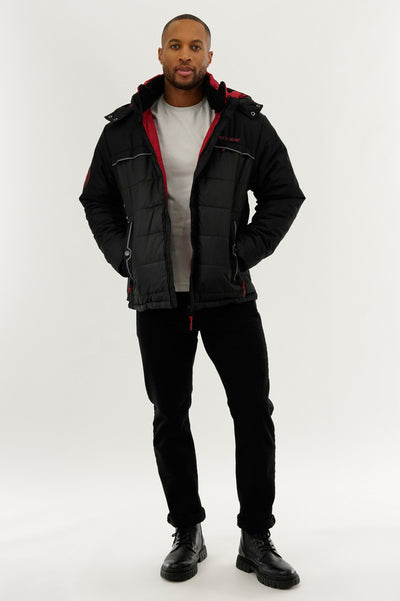 Super Triple Goose Contrast Lining Puffer Bomber Jacket - Red - Mens Bomber Jackets - International Clothiers
