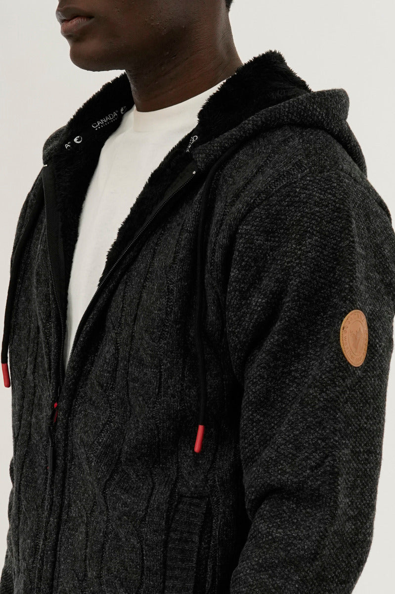 Canada Weather Gear Cable Knit Zip Up Hoodie - Grey - Mens Hoodies & Sweatshirts - International Clothiers