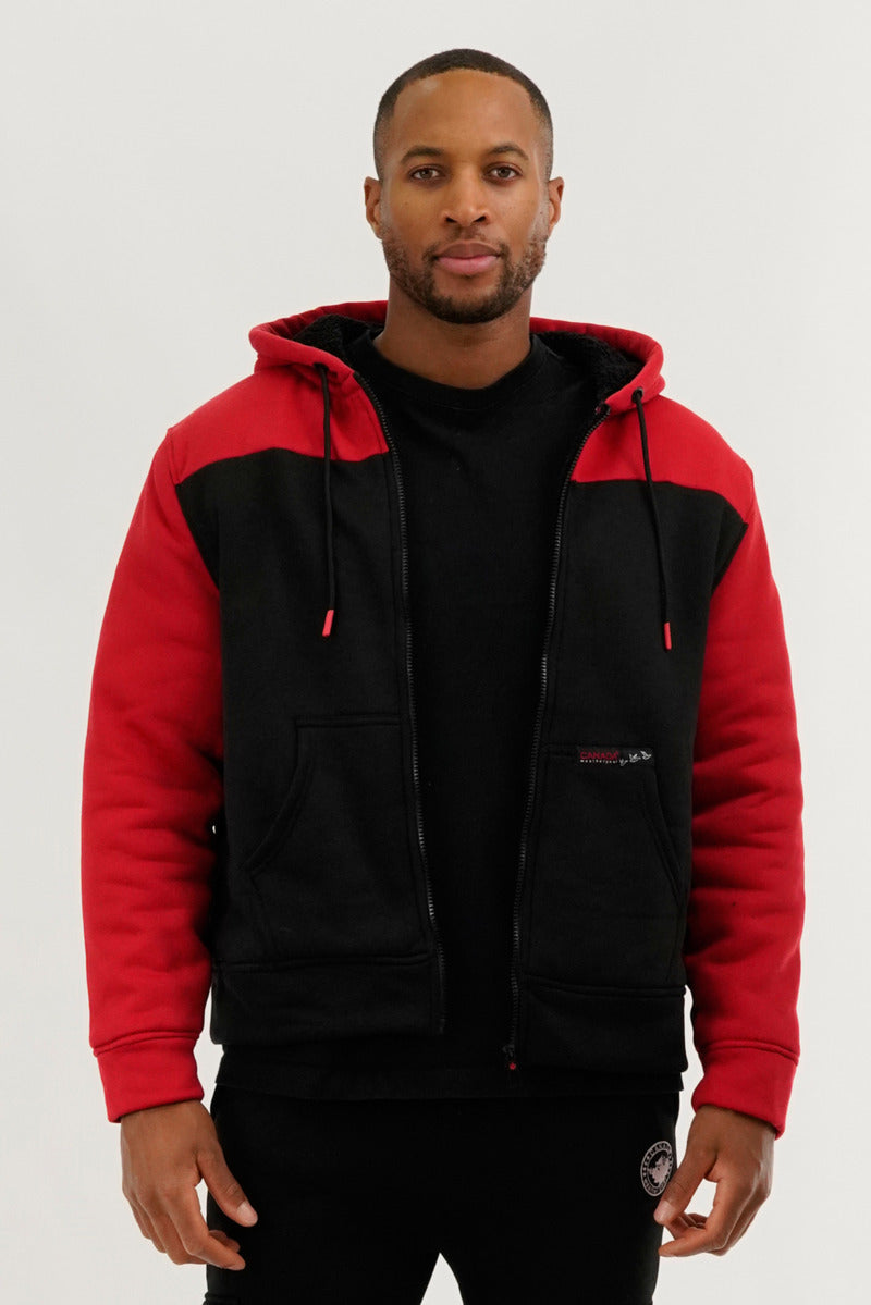 Canada Weather Gear Colour Block Sherpa Lined Lightweight Jacket - Red - Mens Lightweight Jackets - International Clothiers
