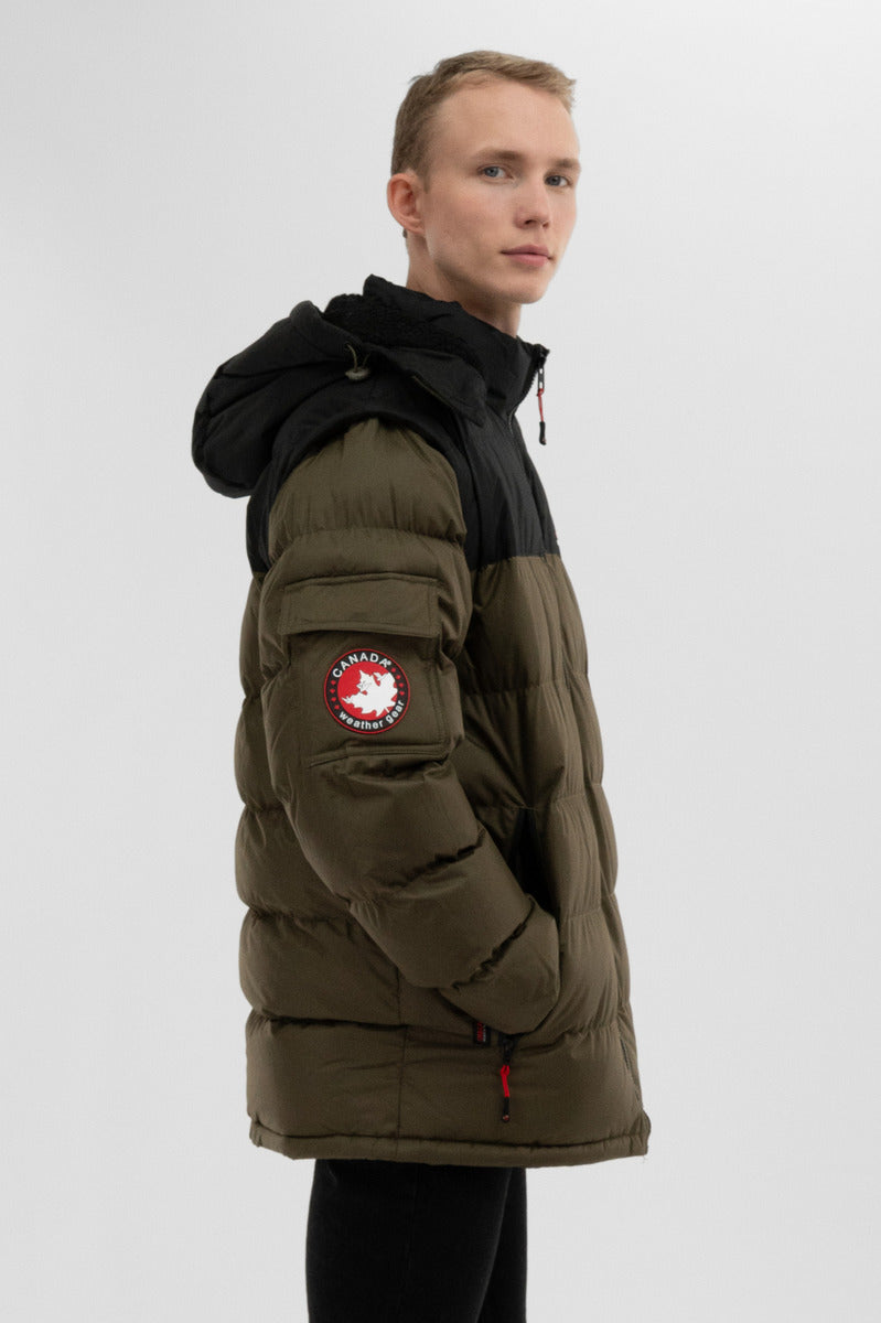 Canada Weather Gear Removable Sleeve Bomber Jacket - Olive - Mens Bomber Jackets - International Clothiers