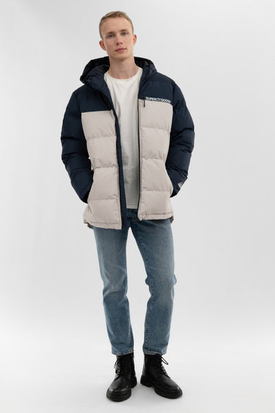 Super Triple Goose Colour Block Bomber Jacket - Stone - Mens Bomber Jackets - International Clothiers