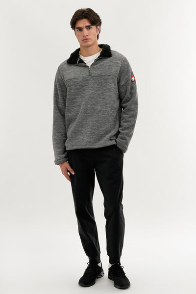 Canada Weather Gear Sherpa Lined 1/4 Zip Pullover Sweater - Grey - Mens Pullover Sweaters - International Clothiers