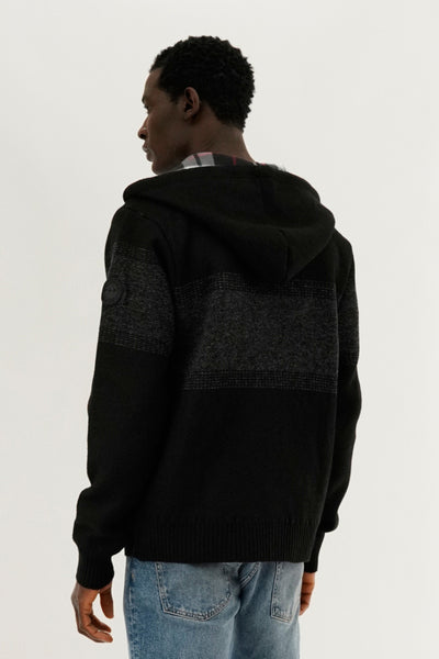 Canada Weather Gear Plaid Lined Striped Zip Up Hoodie - Black - Mens Hoodies & Sweatshirts - International Clothiers