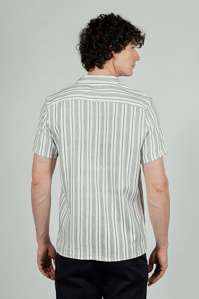 Kenneth Blake Striped Basic Button Up Casual Shirt - White