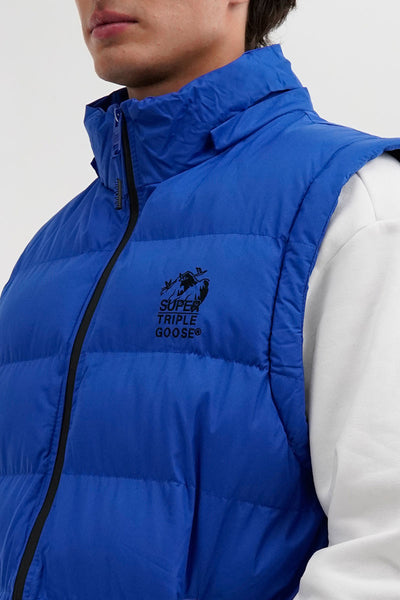 Super Triple Goose Zip Off Sleeve Bomber Jacket - Blue - Mens Bomber Jackets - International Clothiers
