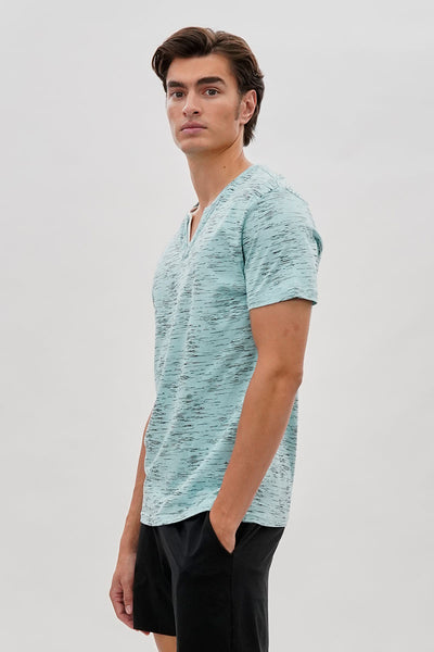 Canada Weather Gear Vintage Short Sleeve Henley Tee - Aqua - Mens Tees & Tank Tops - International Clothiers