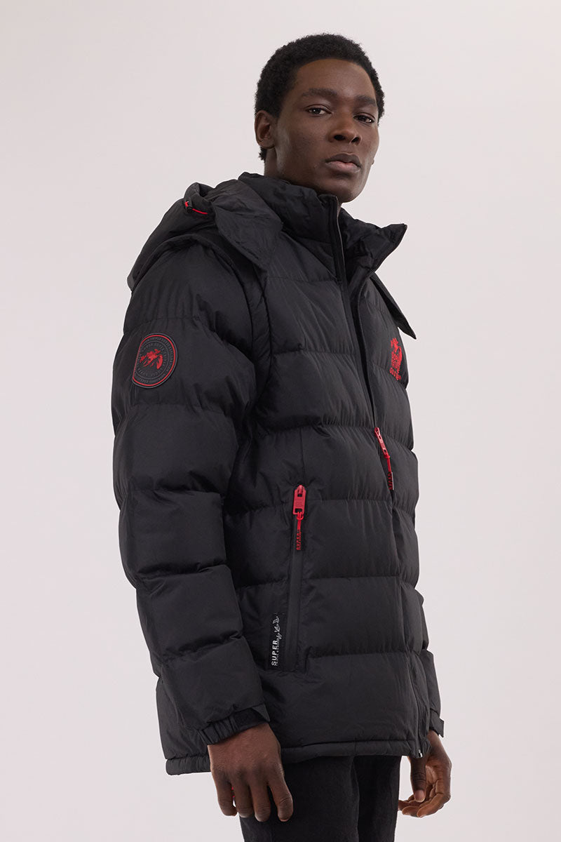 Super Triple Goose Zip Off Sleeve Bomber Jacket - Black - Mens Bomber Jackets - International Clothiers