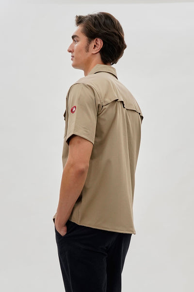 Canada Weather Gear Short Sleeve Snap Button Casual Shirt - Beige - Mens Casual Shirts - International Clothiers