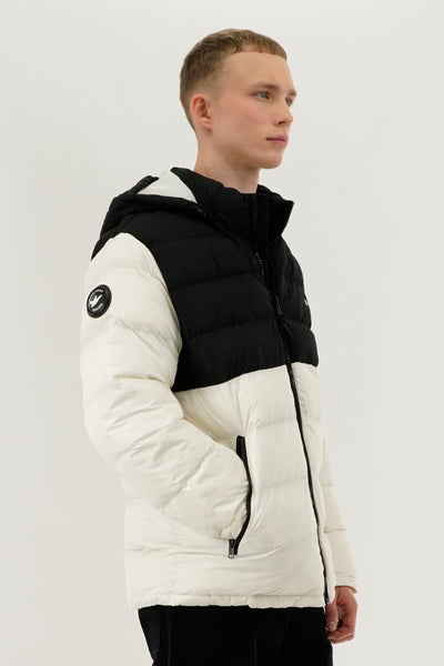 Super Triple Goose Colour Block Puffer Bomber Jacket - White - Mens Bomber Jackets - International Clothiers