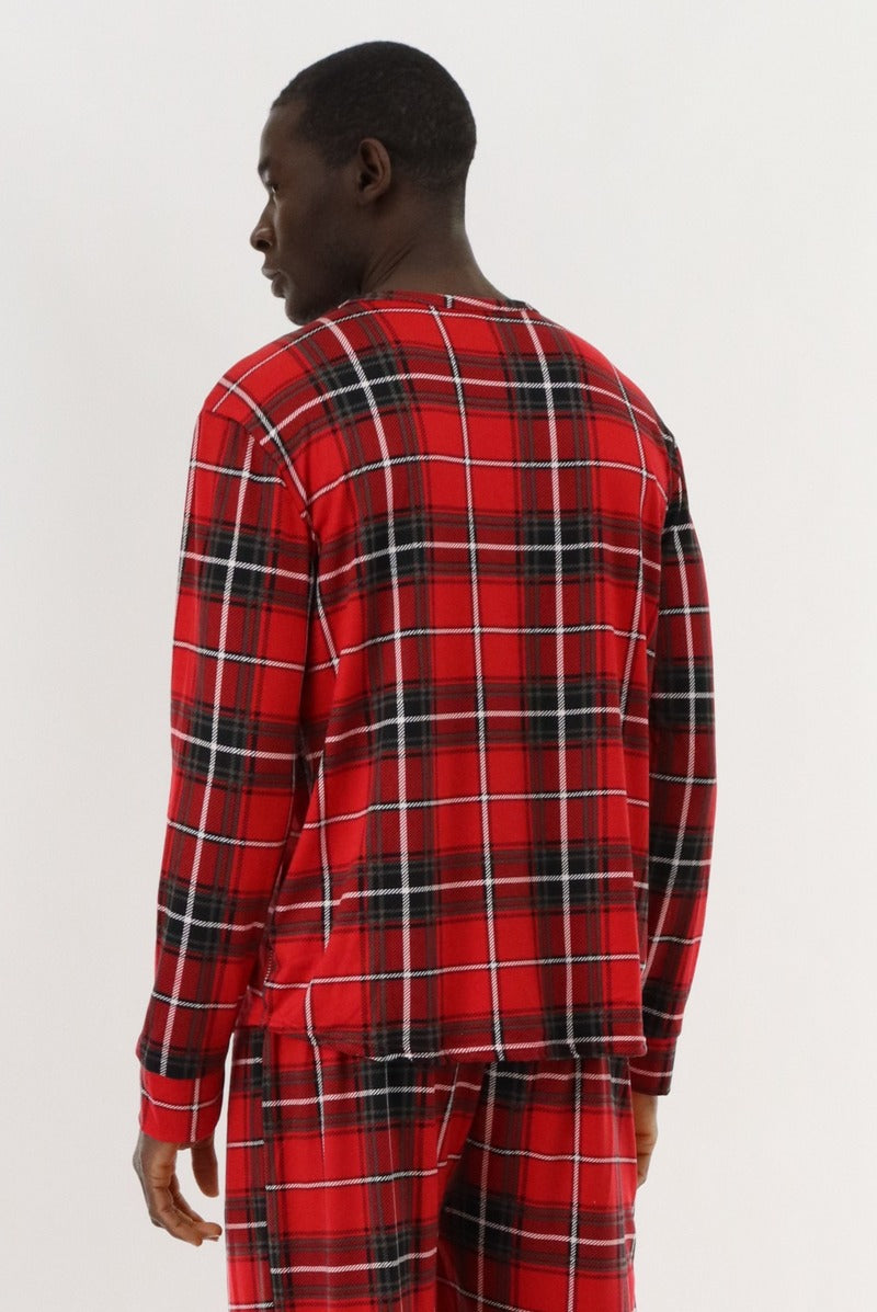 Canada Weather Gear Long Sleeve Printed Pajama Top - Red - Mens Pajamas - International Clothiers