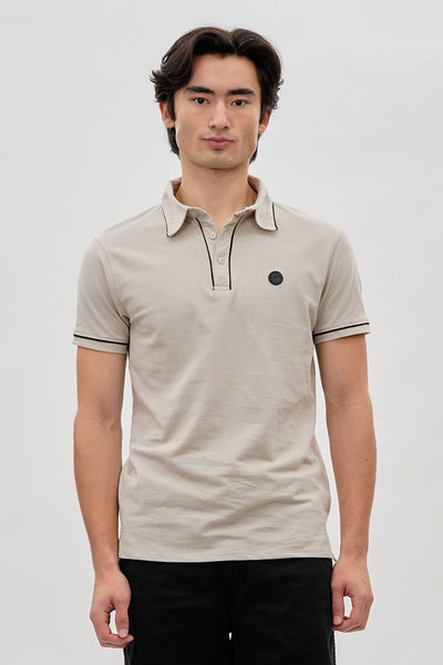 Canada Weather Gear Travel Collection Piping Detail Polo Shirt - Stone - Mens Polo Shirts - International Clothiers