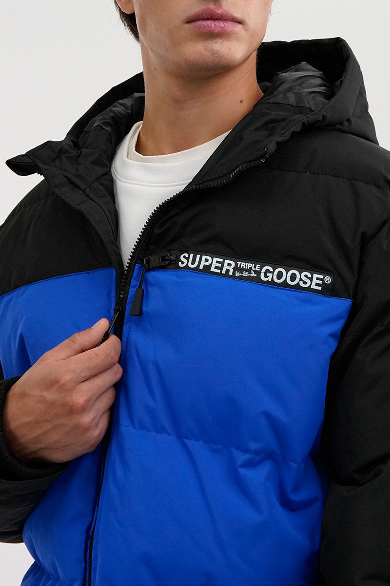 Super Triple Goose Colour Block Bomber Jacket - Blue - Mens Bomber Jackets - International Clothiers