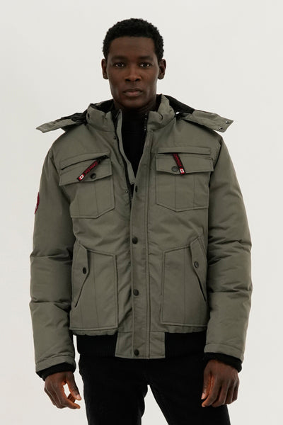 Canada Weather Gear Puffer Bomber Jacket - Grey - Mens Bomber Jackets - International Clothiers