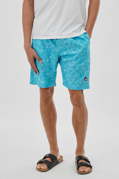 Canada Weather Gear Patterned Elastic Surf Shorts - Aqua - Mens Shorts & Capris - International Clothiers