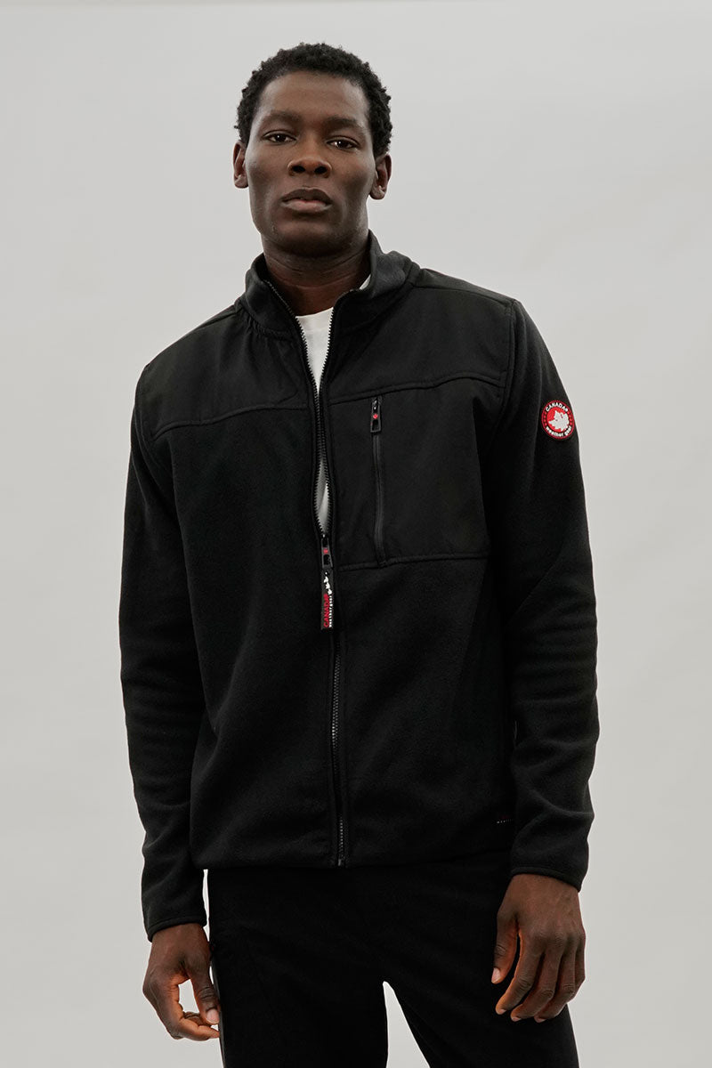 Canada Weather Gear Colour Block Fleece Lightweight Jacket - Black - Mens Lightweight Jackets - International Clothiers