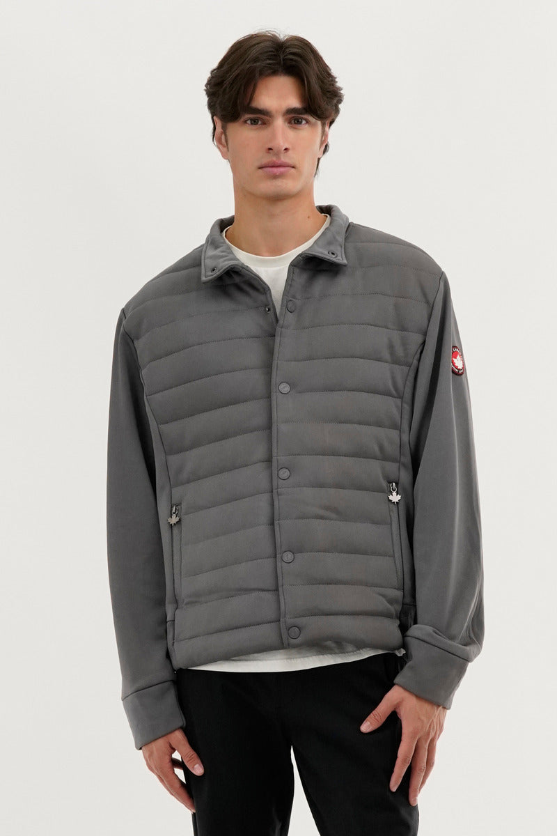 Canada Weather Gear Quilted Snap Button Lightweight Jacket - Grey - Mens Lightweight Jackets - International Clothiers