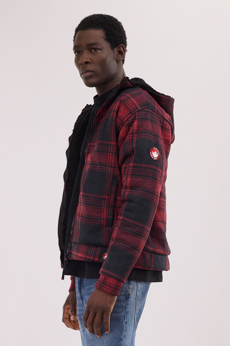 Canada Weather Gear Hooded Sherpa Lined Lightweight Jacket - Red - Mens Hoodies & Sweatshirts - International Clothiers