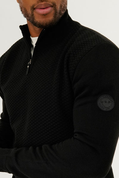 Canada Weather Gear 1/4 Zip Pullover Sweater - Black - Mens Pullover Sweaters - International Clothiers