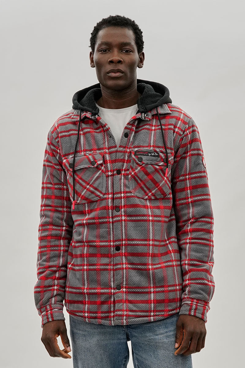 Canada Weather Gear Plaid Hooded Lightweight Jacket - Grey - Mens Lightweight Jackets - International Clothiers