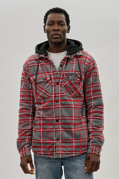 Canada Weather Gear Plaid Hooded Lightweight Jacket - Grey - Mens Lightweight Jackets - International Clothiers