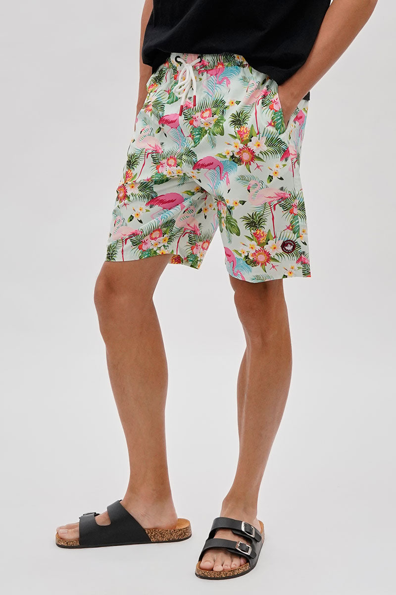 Canada Weather Gear Flamingo Print Swim Shorts - Mint - Mens Shorts & Capris - International Clothiers