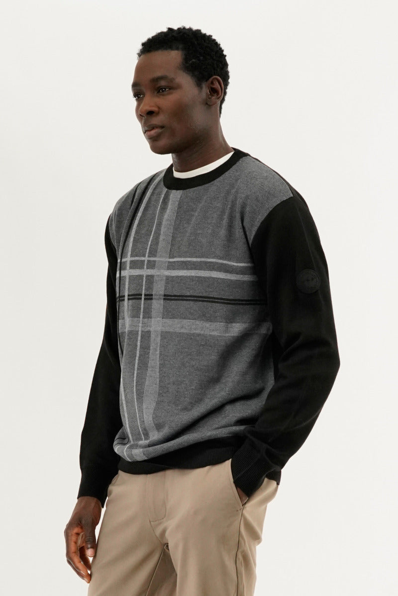 Canada Weather Gear Patterned Crewneck Pullover Sweater - Grey - Mens Pullover Sweaters - International Clothiers