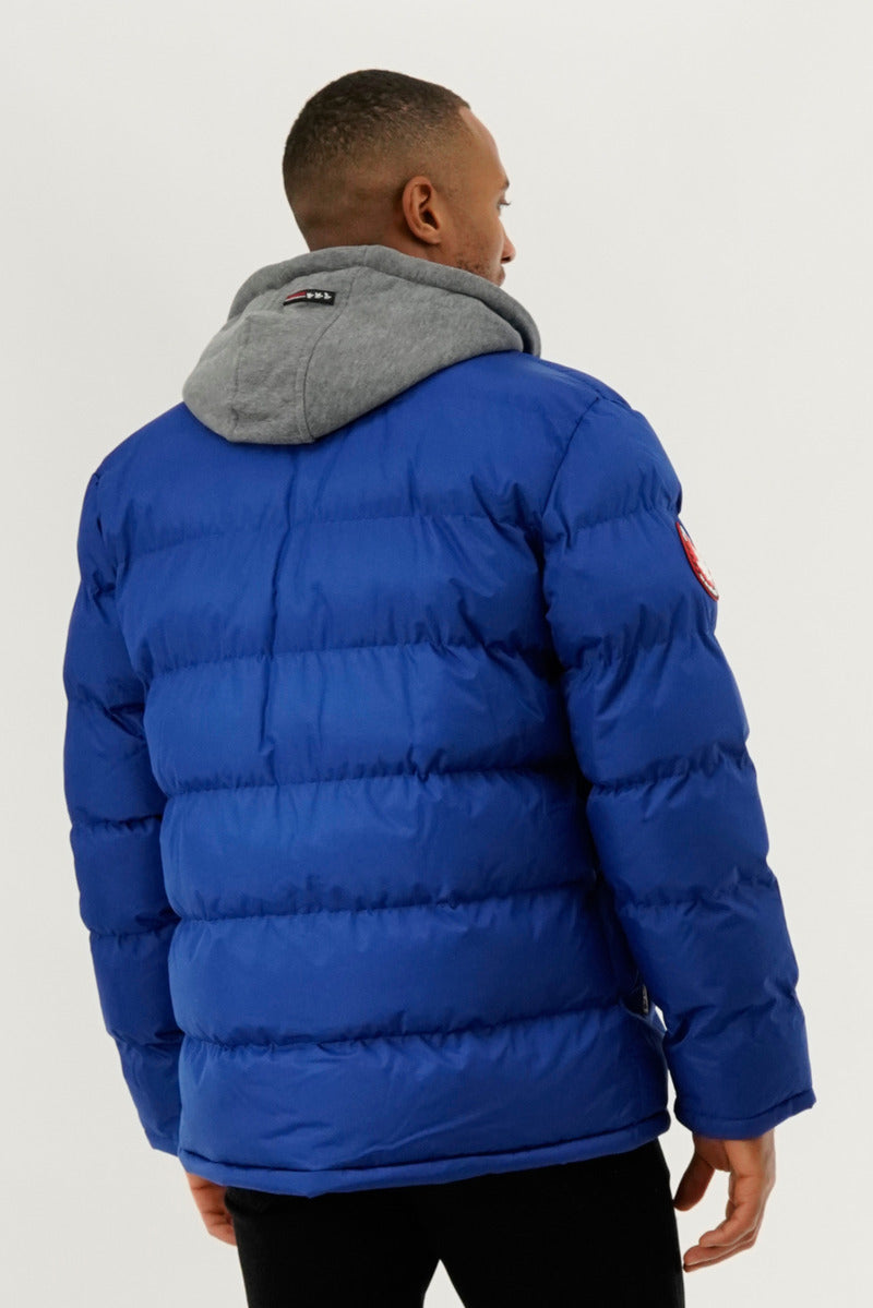 Canada Weather Gear Fleece Hood Puffer Bomber Jacket - Blue - Mens Bomber Jackets - International Clothiers