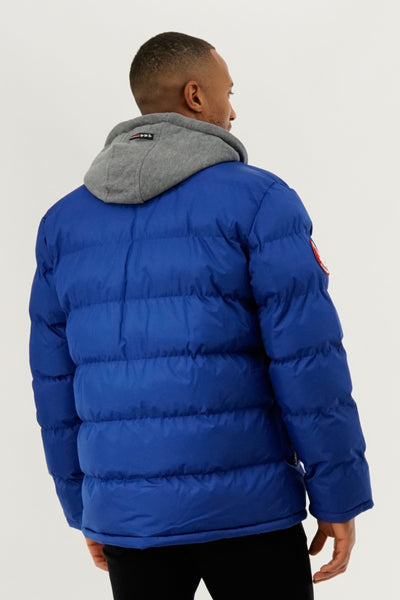 Canada Weather Gear Fleece Hood Puffer Bomber Jacket - Blue - Mens Bomber Jackets - International Clothiers