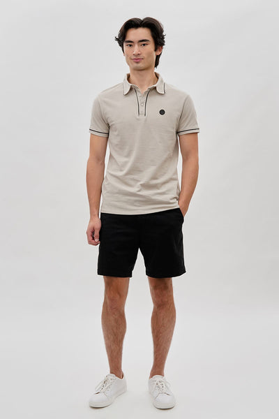 Canada Weather Gear Travel Collection Piping Detail Polo Shirt - Stone - Mens Polo Shirts - International Clothiers