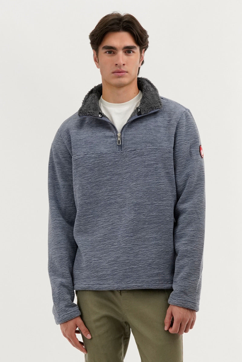 Canada Weather Gear Sherpa Lined 1/4 Zip Pullover Sweater - Navy - Mens Pullover Sweaters - International Clothiers
