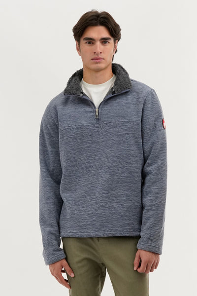 Canada Weather Gear Sherpa Lined 1/4 Zip Pullover Sweater - Navy - Mens Pullover Sweaters - International Clothiers