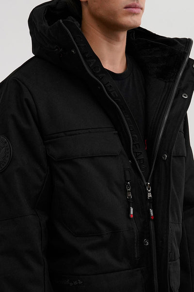 Canada Weather Gear Faux Fur Lined Hood Parka Jacket - Black - Mens Parka Jackets - International Clothiers
