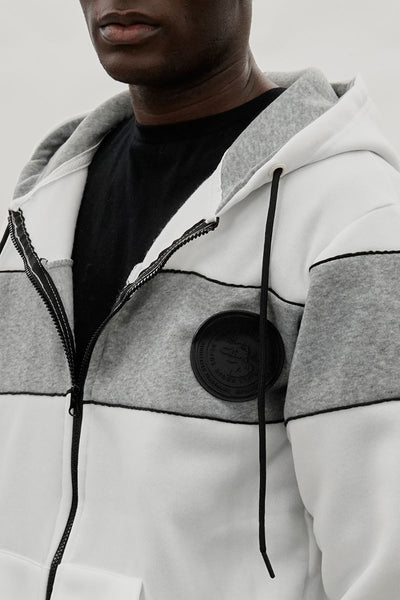 Super Triple Goose Colour Block Zip Up Hoodie - White - Mens Hoodies & Sweatshirts - International Clothiers