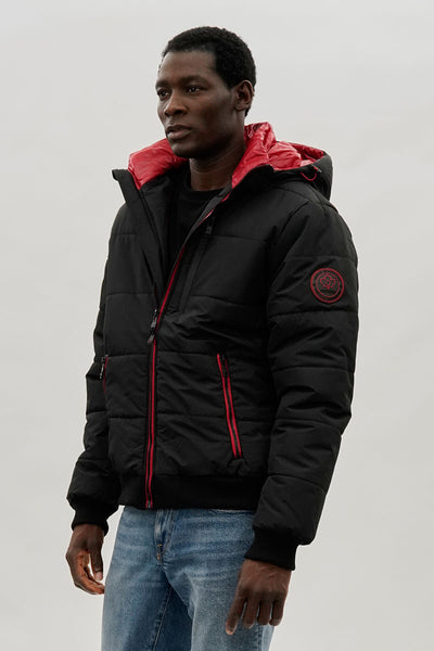 Oppenheimer Hooded Puffer Bomber Jacket - Black - Mens Bomber Jackets - International Clothiers