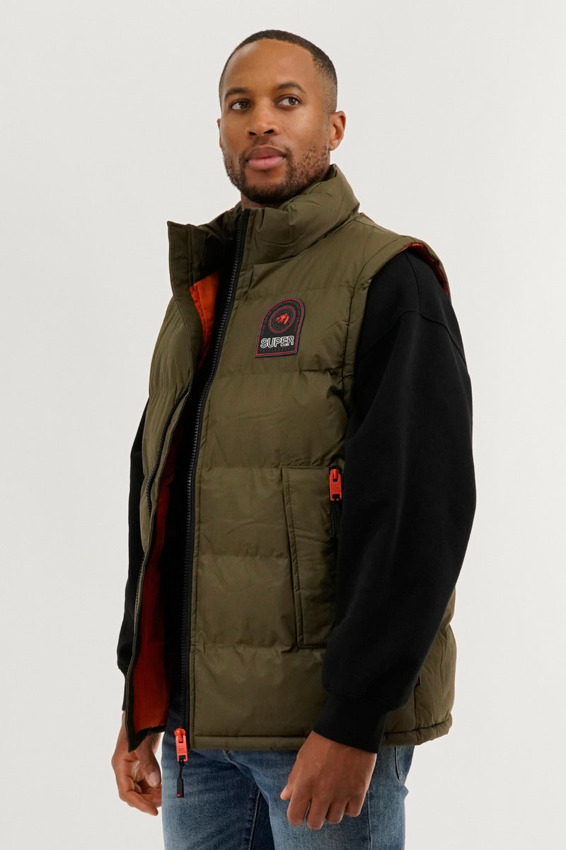 Super Triple Goose Double Pocket Bubble Vest - Olive - Mens Vests - International Clothiers
