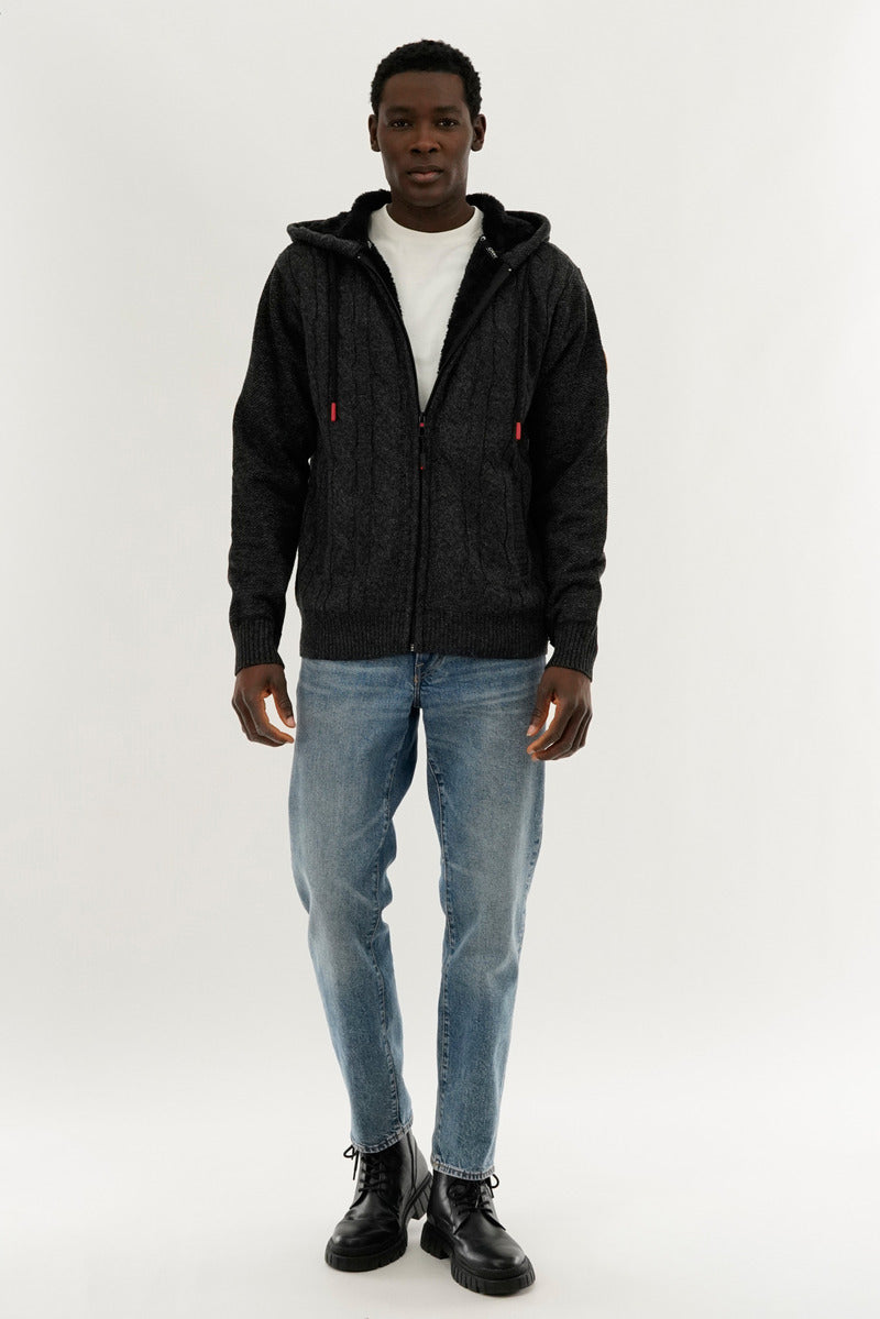 Canada Weather Gear Cable Knit Zip Up Hoodie - Grey - Mens Hoodies & Sweatshirts - International Clothiers