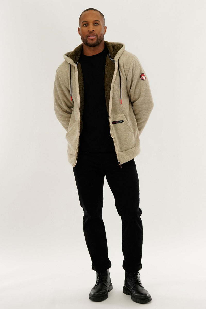 Canada Weather Gear Sherpa Lined Lightweight Jacket - Beige - Mens Lightweight Jackets - International Clothiers