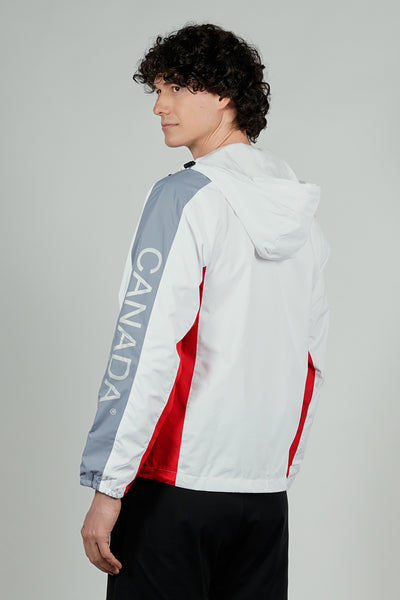Canada Weather Gear Hooded Sleeve Print Logo Lightweight Jacket - White