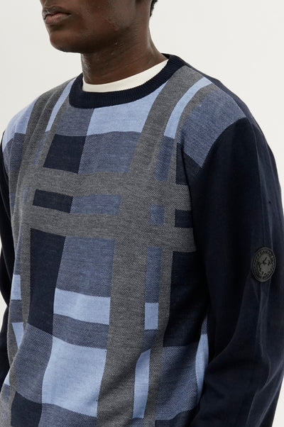 Canada Weather Gear Patterned Crewneck Pullover Sweater - Navy - Mens Pullover Sweaters - International Clothiers