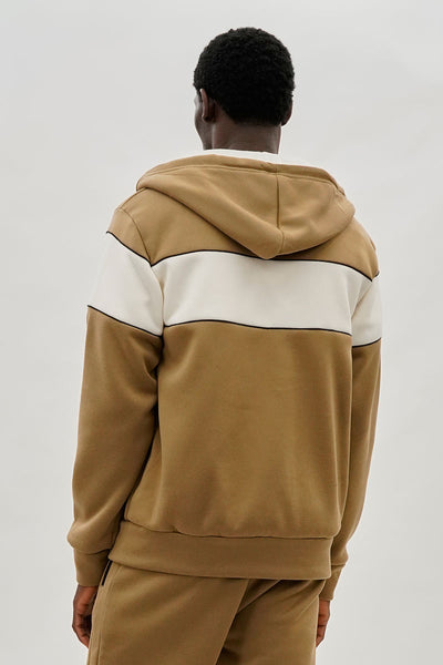 Super Triple Goose Colour Block Zip Up Hoodie - Beige - Mens Hoodies & Sweatshirts - International Clothiers